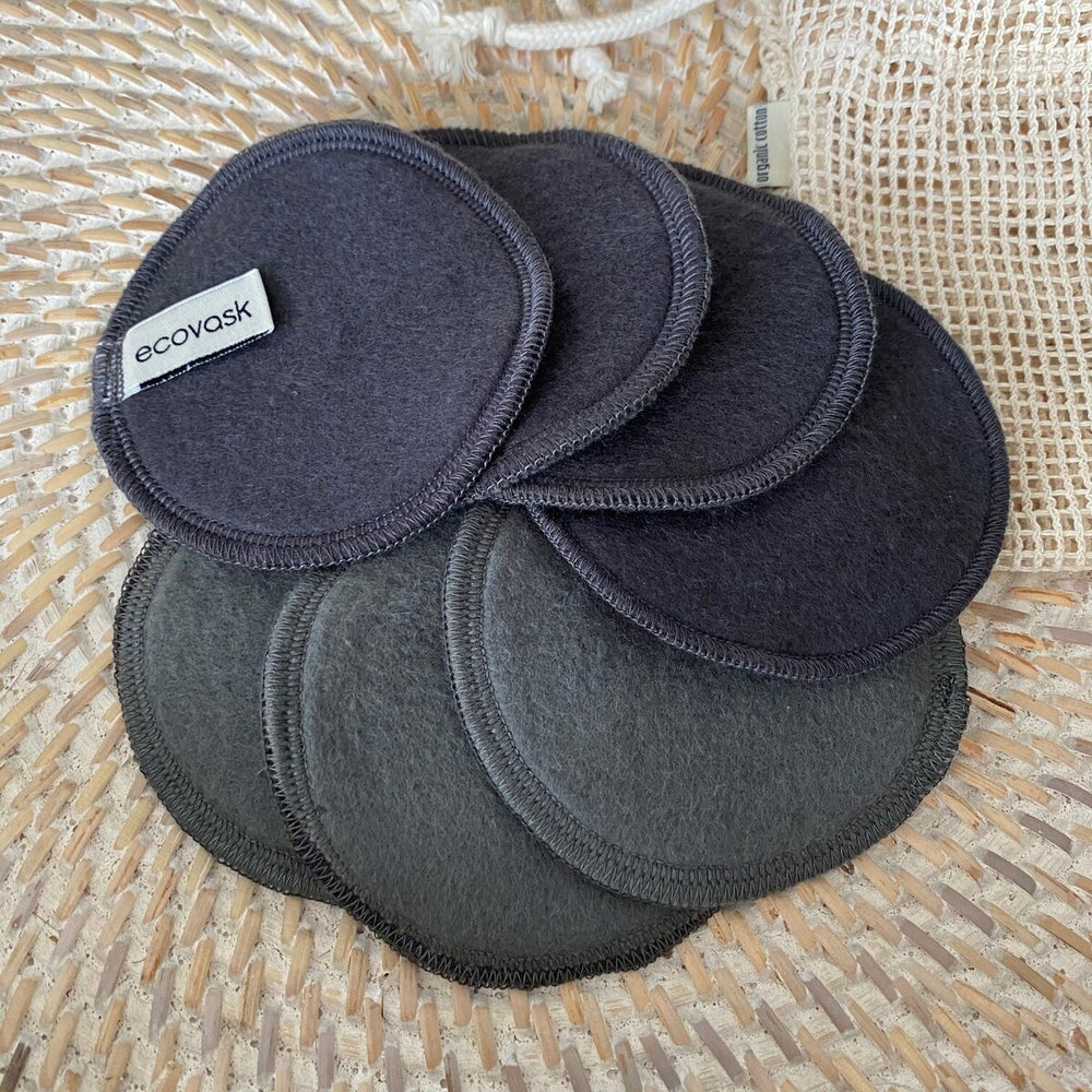 Ecovask - Makeup Wipes, Cotton, Charcoal & Grey (7pc)